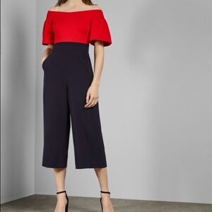 Ted Baker Off-Shoulder Cropped Culotte Jumpsuit, Size 0